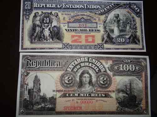 R111, R131 - 20.000 Réis E 100.00 Réis  - 1890 - Réplicas